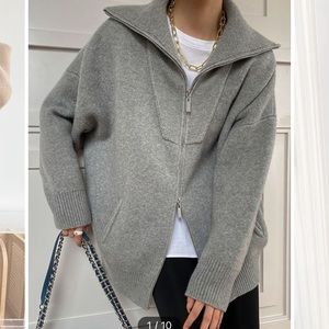 Oversized double zipped cardigan